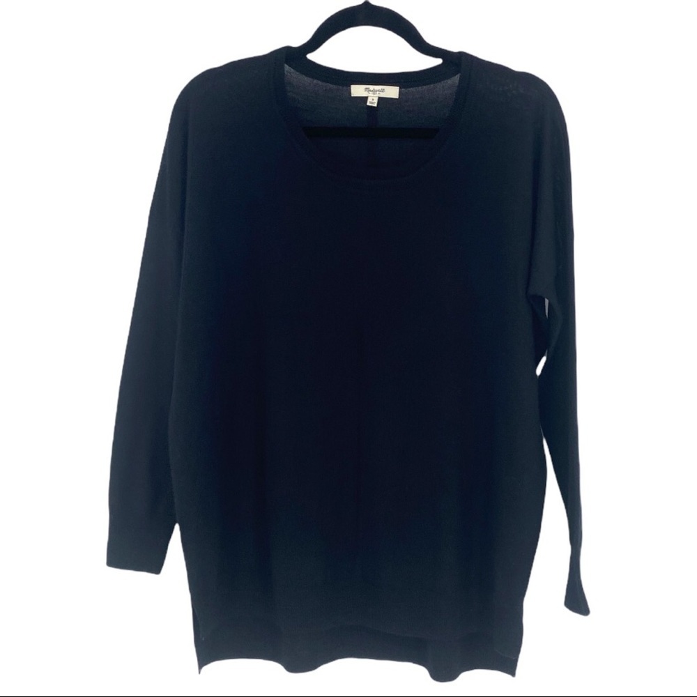Madewell Sweater S Rowhouse Black 100% Merino Wool Long Sleeve Classic Black